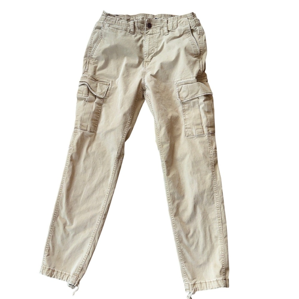 American Eagle Cargo Pants Mens 32x34 Khaki Utility Tapered Drawstring Good